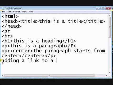 how to create a website using html code on notepad pdf