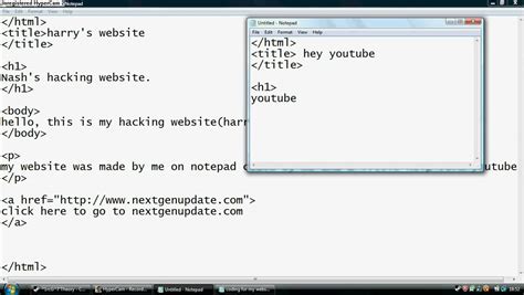 how to create a website using html on notepad code