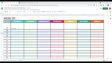 how to create a weekly planner in google sheets