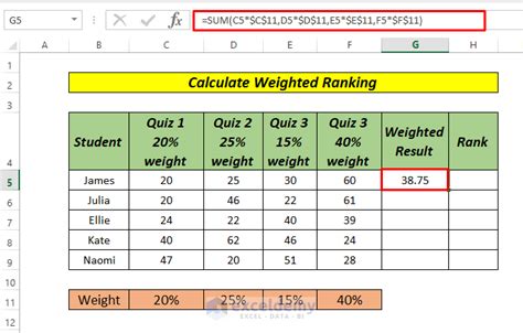 how to create a weighted ranking system in excel