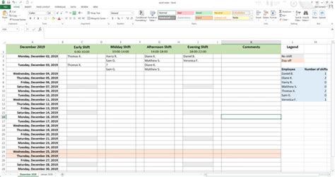 how to create a work planner in excel