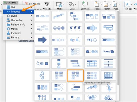 how to create a workflow chart in word