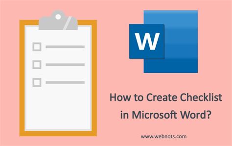 how to create a working checklist in word