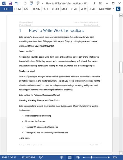 how to create a working template in word