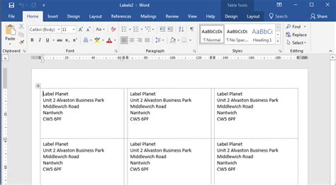 how to create address label template in word