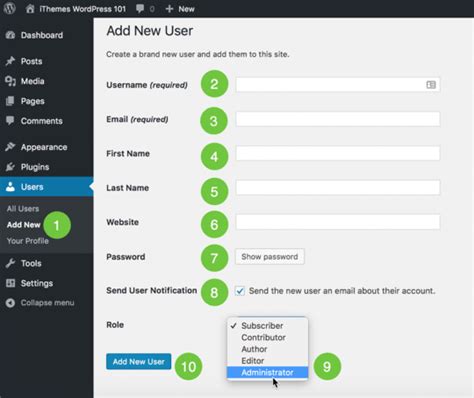 how to create admin user in wordpress