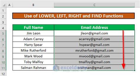 how to create an email formula in excel