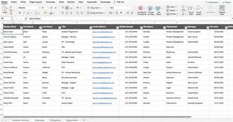 how to create an employee list in excel