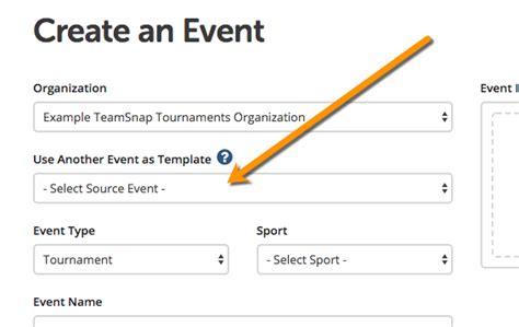 how to create an event on teamsnap