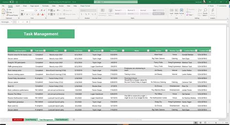 how to create an event planner in excel