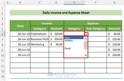 how to create an excel spreadsheet for income and expenses