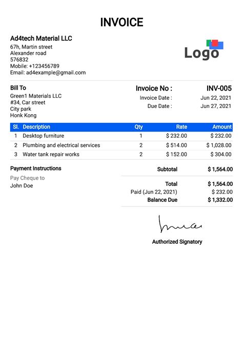 how to create an invoice template