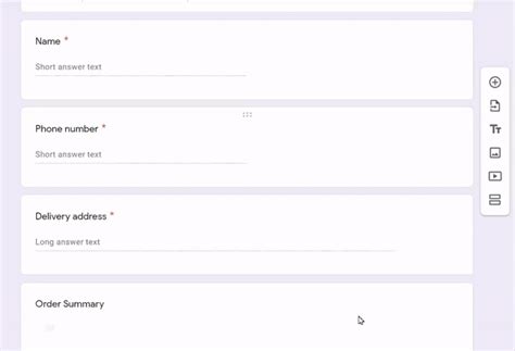 how to create an order form in google sheets