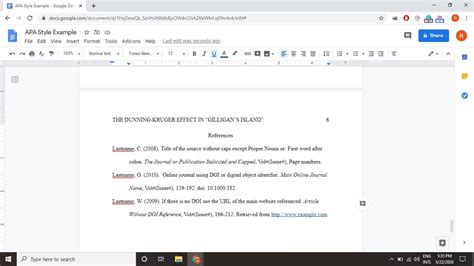 how to create apa citation in google docs