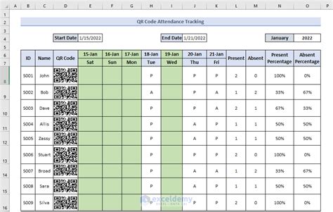 how to create attendance sheet in excel with qr code