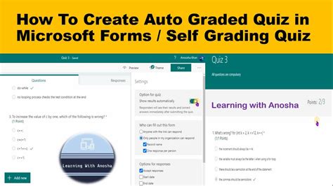 how to create auto graded quiz in microsoft forms