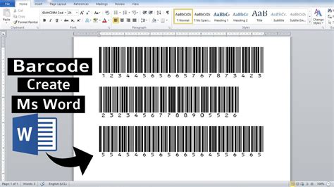 how to create bar code in ms word