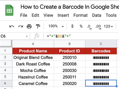 how to create barcode in google sheet