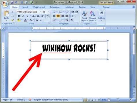 how to create box with text in word