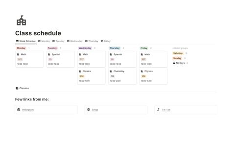 how to create class schedule on notion