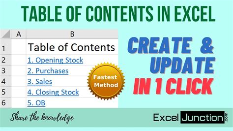 How To Create Clickable Table Of Contents In Excel