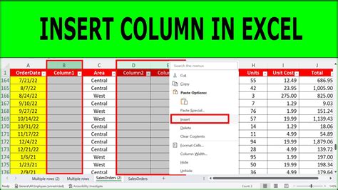 how to create columns in excel
