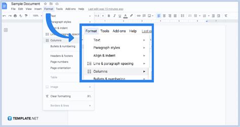 how to create columns in google docs app