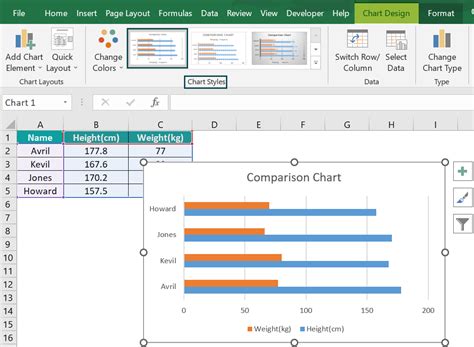 how to create comparison chart in excel
