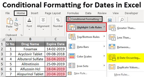 how to create conditional formatting in excel based on dates