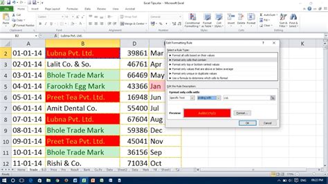 how to create conditional formatting in excel for text