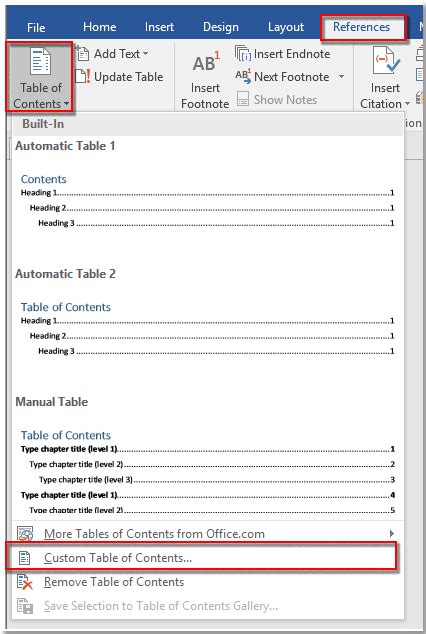 how to create contents page in docs