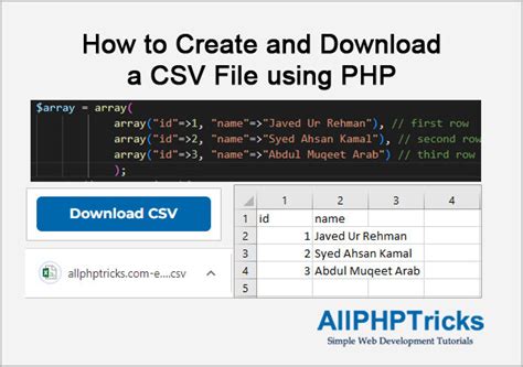 How To Create Csv File Php