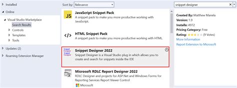 how to create custom code snippets in visual studio 2022