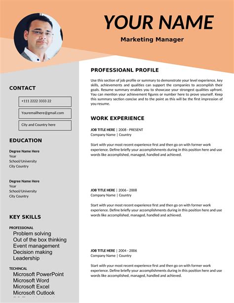 how to create cv for job in ms word