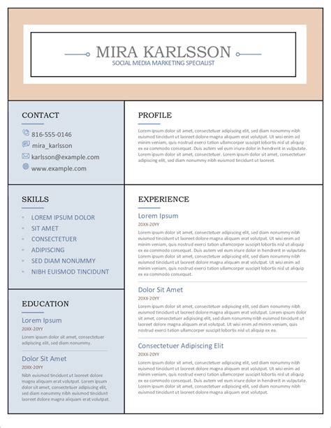 how to create cv in word document