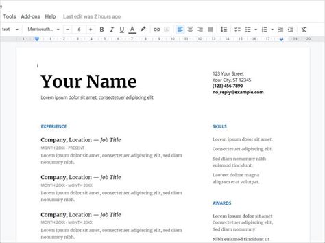 how to create cv using google docs