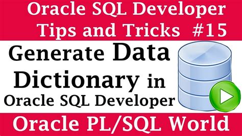 how to create data dictionary in oracle sql developer
