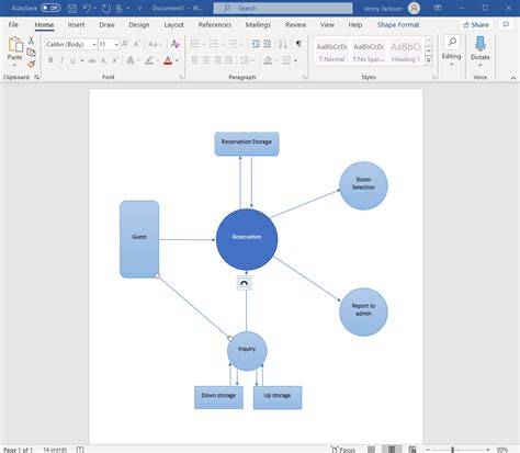 how to create data flow diagram in word