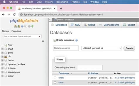 how to create database in mysql phpmyadmin