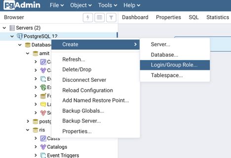 how to create database in postgresql pgadmin
