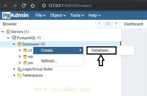how to create database in postgresql windows