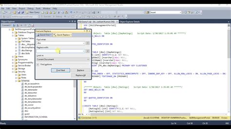 how to create database schema script in sql server