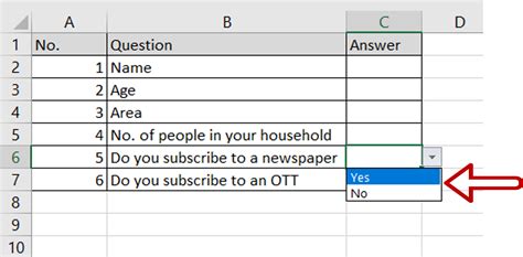 how to create drop down list in excel for yes or no