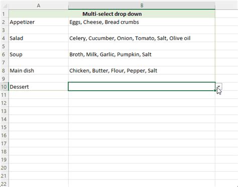 how to create drop down list in excel with multiple selection without vba