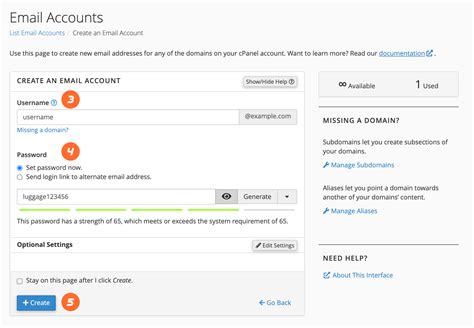 how to create email account example