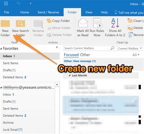 how to create folder in email inbox