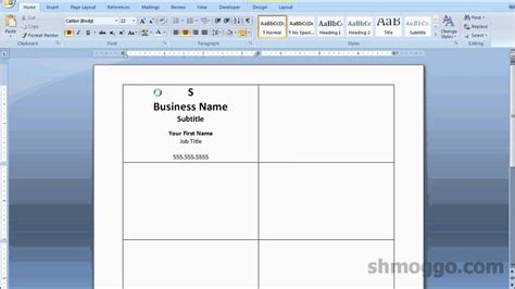 how to create front and back cards in word