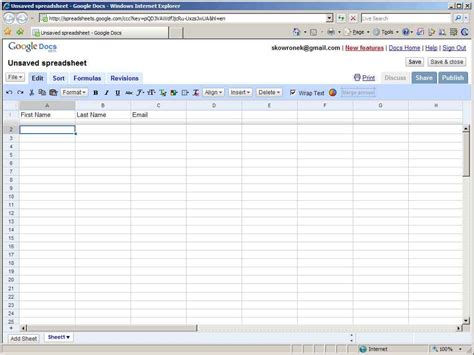 how to create google excel spreadsheet