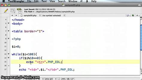 how to create html table in php code