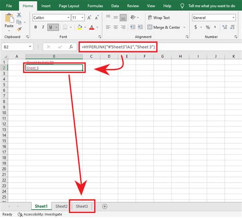 how to create hyperlink in same excel sheet